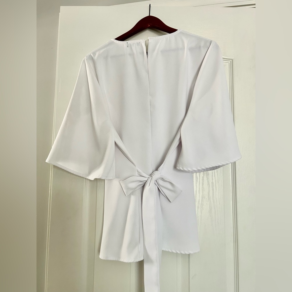 The Limited White Tie-Front Flutter Sleeve Blouse